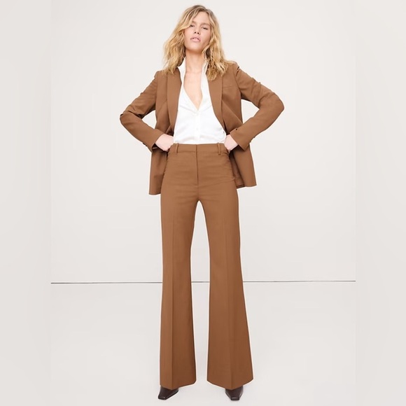 Banana Republic Pants - NEW Banana Republic Saddle Brown High-Rise Flare Italian Wool Pant 6 PETITE 🪿2️⃣